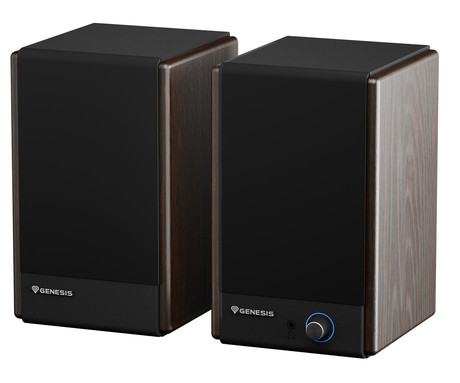 GENESIS ARSEN 402BT računalniški zvočniki, STEREO 2.0, 60W RMS, Bluetooth 5.3, 3.5" woofer + 0.75" tweeter, BassReflex funkcija, gumbi za upravljanje, RCA/Chinch, MDF les, rjavi (Natural Brown)