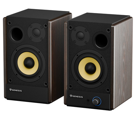 GENESIS ARSEN 402BT računalniški zvočniki, STEREO 2.0, 60W RMS, Bluetooth 5.3, 3.5" woofer + 0.75" tweeter, BassReflex funkcija, gumbi za upravljanje, RCA/Chinch, MDF les, rjavi (Natural Brown)