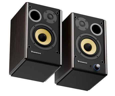 GENESIS ARSEN 402BT računalniški zvočniki, STEREO 2.0, 60W RMS, Bluetooth 5.3, 3.5" woofer + 0.75" tweeter, BassReflex funkcija, gumbi za upravljanje, RCA/Chinch, MDF les, rjavi (Natural Brown)
