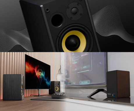 GENESIS ARSEN 502BT računalniški zvočniki, STEREO 2.0, 60W RMS, Bluetooth 5.3, 4" woofer + 0.75" tweeter, BassReflex funkcija, gumbi za upravljanje, RCA/Chinch, MDF les, črni (Classic Black)