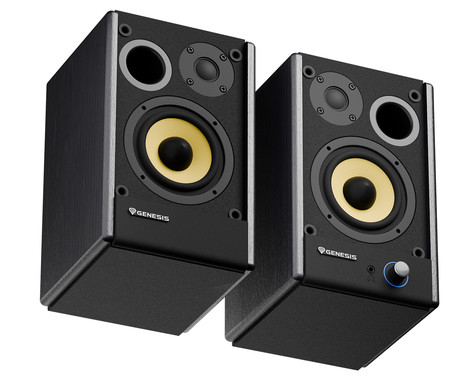 GENESIS ARSEN 502BT računalniški zvočniki, STEREO 2.0, 60W RMS, Bluetooth 5.3, 4" woofer + 0.75" tweeter, BassReflex funkcija, gumbi za upravljanje, RCA/Chinch, MDF les, črni (Classic Black)