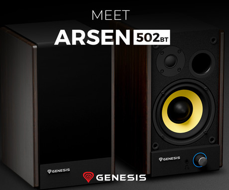 GENESIS ARSEN 502BT računalniški zvočniki, STEREO 2.0, 60W RMS, Bluetooth 5.3, 4" woofer + 0.75" tweeter, BassReflex funkcija, gumbi za upravljanje, RCA/Chinch, MDF les, rjavi (Natural Brown)