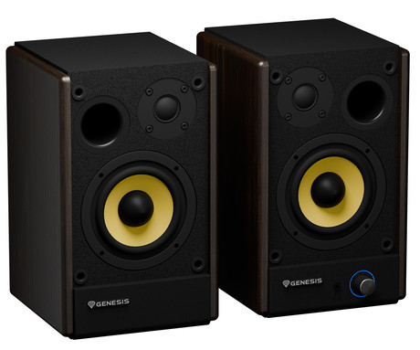 GENESIS ARSEN 502BT računalniški zvočniki, STEREO 2.0, 60W RMS, Bluetooth 5.3, 4" woofer + 0.75" tweeter, BassReflex funkcija, gumbi za upravljanje, RCA/Chinch, MDF les, rjavi (Natural Brown)