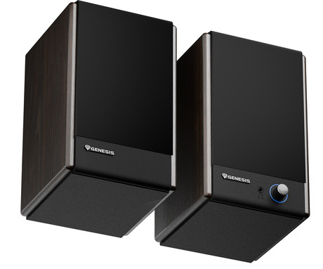 GENESIS ARSEN 502BT računalniški zvočniki, STEREO 2.0, 60W RMS, Bluetooth 5.3, 4" woofer + 0.75" tweeter, BassReflex funkcija, gumbi za upravljanje, RCA/Chinch, MDF les, rjavi (Natural Brown)