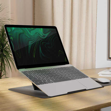 ALLITY ALS-100 2V1 podloga / etui s stojalom za prenosnik, za prenosnike do 14", univerzalna, podloga za miško, magnetno zapiranje, zaščita pred praskami, umetno usnje, črna