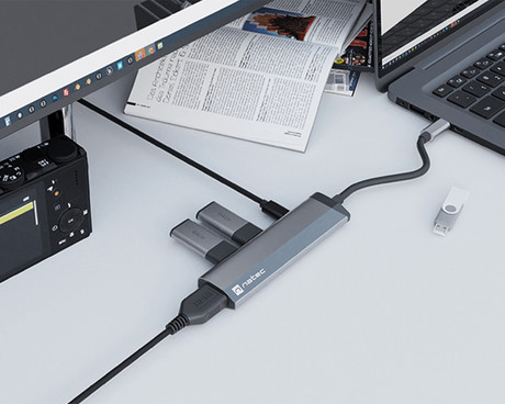 Natec FOWLER SLIM adapter USB hub, 2x USB-A 3.0, 1x HDMI, 1x USB-C, max 4K UHD, 5GB/s, Plug&Play, Power Delivery 3.0, 100W, siv