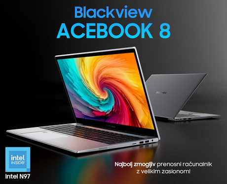 Blackview ACEBOOK 8 prenosni računalnik, 15.6" (39,6cm), 16GB RAM, 512GB SSD, Windows 11 Home, Intel Core N97, IPS FHD+, WiFi 5, Bluetooth, 38Wh baterija, zvočniki, siv (Gunmetal Gray)