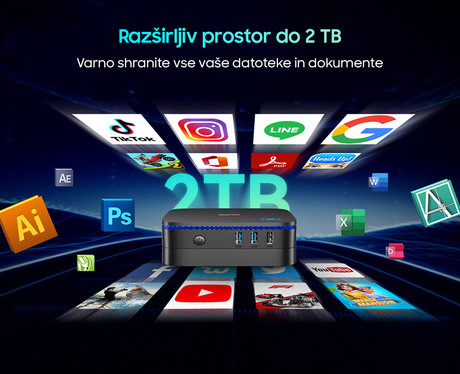 Blackview MP60 namizni mini računalnik, Windows 11 PRO, Intel N150, 16GB RAM, 512GB SSD, Dual WiFi, Bluetooth, Ethernet, 4x USB, 2x HDMI