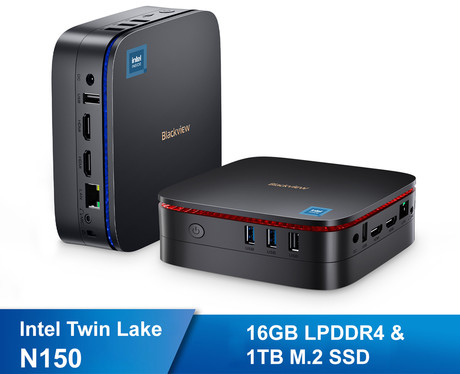 Blackview MP60 namizni mini računalnik, Windows 11 PRO, Intel N150, 16GB RAM, 512GB SSD, Dual WiFi, Bluetooth, Ethernet, 4x USB, 2x HDMI