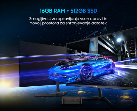 Blackview MP60 namizni mini računalnik, Windows 11 PRO, Intel N150, 16GB RAM, 512GB SSD, Dual WiFi, Bluetooth, Ethernet, 4x USB, 2x HDMI