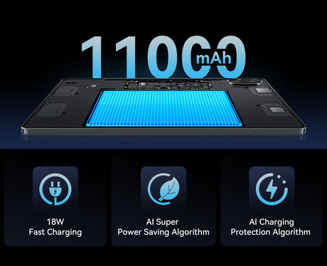 Blackview MEGA 8 tablični računalnik, 13", 3v1 AI, 4G LTE, 12GB+512GB, IPS FHD+, Android, 11.000mAh, 5G WIFI, Bluetooth, Dual SIM, GPS, stereo zvočniki, +ovitek, +dodatki, zelen (Lagoon Green)