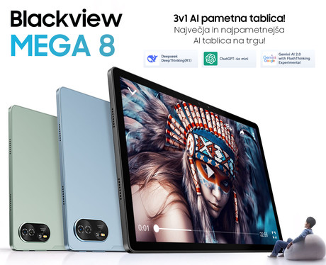 Blackview MEGA 8 tablični računalnik, 13", 3v1 AI, 4G LTE, 12GB+512GB, IPS FHD+, Android, 11.000mAh, 5G WIFI, Bluetooth, Dual SIM, GPS, stereo zvočniki, +ovitek, +dodatki, zelen (Lagoon Green)
