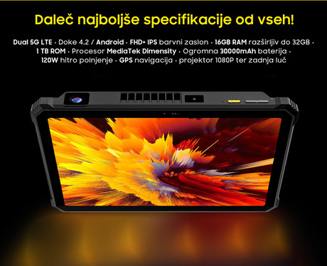 Blackview ACTIVE 12 PRO robusten tablični računalnik / projektor, 11", 5G, 16GB+1TB, črn (Onyx Black)