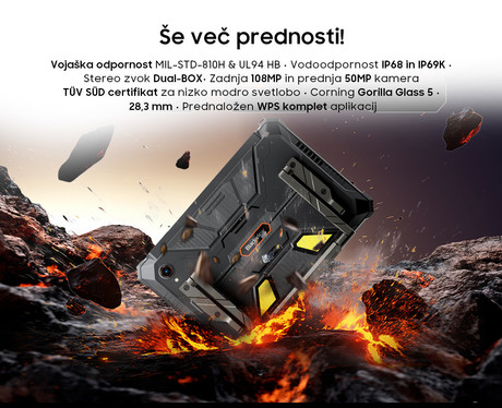 Blackview ACTIVE 12 PRO robusten tablični računalnik / projektor, 11", 5G, 16GB+1TB, črn (Onyx Black)