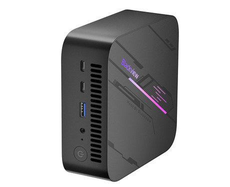 Blackview MP100 namizni mini računalnik, Windows 11 PRO, AMD Ryzen 5 7430U, AMD Radeon Graphics, 16GB RAM, 512GB SSD, WIFI 6, Bluetooth 5.2, Ethernet, 3x USB Type-A, 1x HDMI, 1x DP, 2x USB Type-C, siv