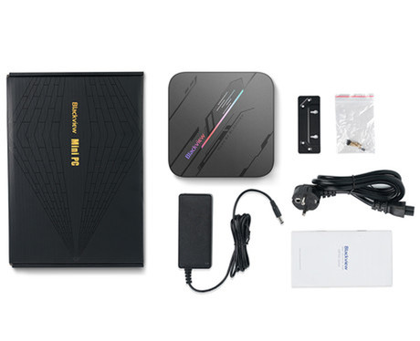 Blackview MP100 namizni mini računalnik, Windows 11 PRO, AMD Ryzen 5 7430U, AMD Radeon Graphics, 16GB RAM, 512GB SSD, WIFI 6, Bluetooth 5.2, Ethernet, 3x USB Type-A, 1x HDMI, 1x DP, 2x USB Type-C, siv