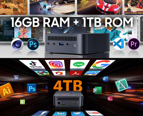 Blackview MP100 namizni mini računalnik, Windows 11 PRO, AMD Ryzen 5 7430U, AMD Radeon Graphics, 16GB RAM, 512GB SSD, WIFI 6, Bluetooth 5.2, Ethernet, 3x USB Type-A, 1x HDMI, 1x DP, 2x USB Type-C, siv