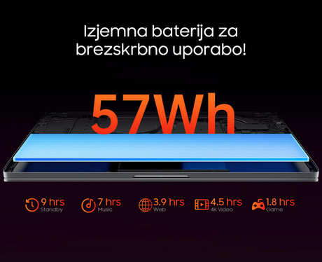 Blackview GAMIBOOK 8 gaming prenosni računalnik, 16" (40,64cm), 32GB RAM, 1TB SSD, Windows 11 Pro, AMD Ryzen™ 7, AMD Radeon™ 680M, IPS FHD+, WiFi 6, Bluetooth 5.2, 57Wh baterija, kamera, zvočniki, siv