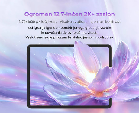 Blackview LINK 8 tablični računalnik, 12.7", Next-Gen AI, 6GB+256GB, IPS 2K+, 90Hz, Android, 8400mAh, WIFI 5, BT 5.0, GPS, QUAD STEREO zvočniki, +ovitek, +dodatki, vijoličen (Cloudy Purple)