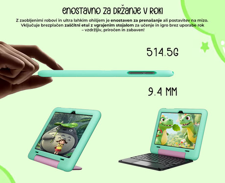 Blackview TAB 20 KIDS tablični računalnik, 10.1", Gemini AI 2.0, 4GB+64GB, IPS HD+, Android, Google Kids Space, 6600mAh, WIFI 5, Bluetooth, Widevine L1, zvočniki, +dodatki, moder (Bubble Blue)