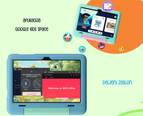 Blackview TAB 20 KIDS tablični računalnik, 10.1", Gemini AI 2.0, 4GB+64GB, IPS HD+, Android, Google Kids Space, 6600mAh, WIFI 5, Bluetooth, Widevine L1, zvočniki, +dodatki, moder (Bubble Blue)