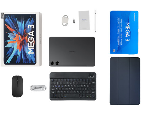 Blackview MEGA 3 tablični računalnik, 12.1", 4G LTE, 12GB+256GB, IPS 2.5K, Android, 8800mAh, WIFI 5, Bluetooth, Dual SIM, GPS, AI, stereo zvočniki, +ovitek, +dodatki, siv (Space Gray)