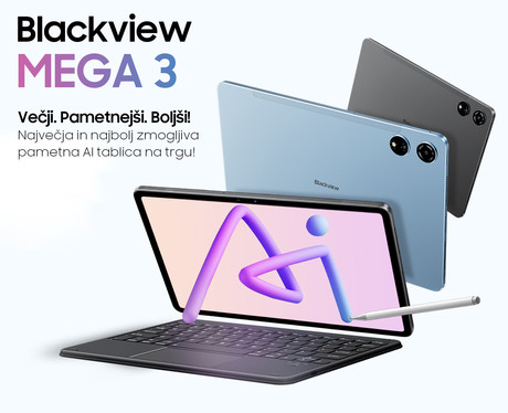 Blackview MEGA 3 tablični računalnik, 12.1", 4G LTE, 12GB+256GB, IPS 2.5K, Android, 8800mAh, WIFI 5, Bluetooth, Dual SIM, GPS, AI, stereo zvočniki, +ovitek, +dodatki, siv (Space Gray)