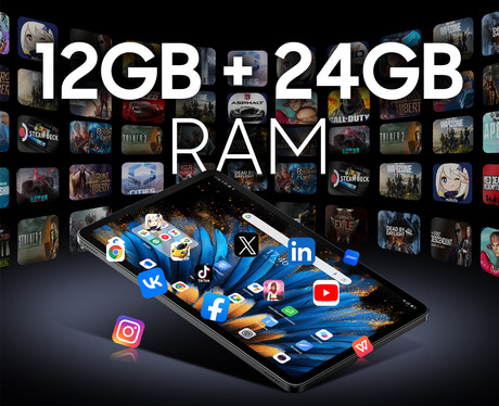 Blackview MEGA 3 tablični računalnik, 12.1", 4G LTE, 12GB+256GB, IPS 2.5K, Android, 8800mAh, WIFI 5, Bluetooth, Dual SIM, GPS, AI, stereo zvočniki, +ovitek, +dodatki, siv (Space Gray)