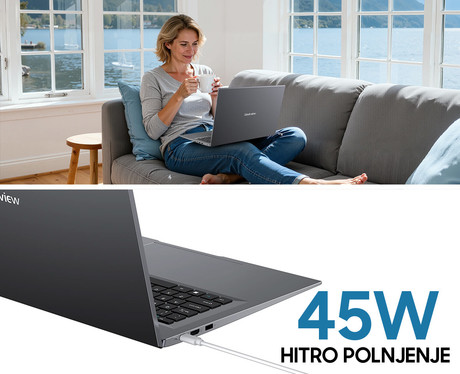 Blackview ACEBOOK 10 prenosni računalnik, 18.5" (46,99cm), 16GB RAM, 512GB SSD, Windows 11 Pro, Intel N150, IPS FHD, WiFi 6, Bluetooth, 60Wh baterija, prednja kamera, dvojni zvočniki, siv (Urban Gray)