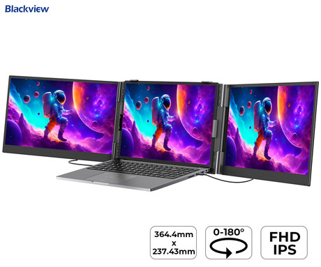 Blackview DCM8 dvojni zaslon / monitor za prenosnik, 39cm (15.3"), Full HD, 60Hz, IPS, 300nit, 100% sRGB, HDMI / USB-C, univerzalna združljivost, 180° nastavljiv kot, Quick-Fit montaža, Low Blue Light