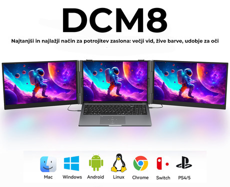 Blackview DCM8 dvojni zaslon / monitor za prenosnik, 39cm (15.3"), Full HD, 60Hz, IPS, 300nit, 100% sRGB, HDMI / USB-C, univerzalna združljivost, 180° nastavljiv kot, Quick-Fit montaža, Low Blue Light