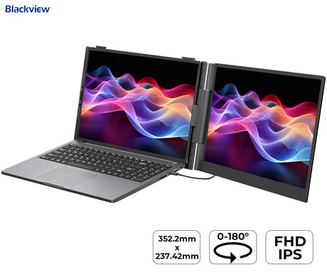Blackview SCM8 zaslon / monitor za prenosnik, 39cm (15.3"), Full HD, 60Hz, IPS, 300nit, 100% sRGB, HDMI / USB-C, univerzalna združljivost, 180° nastavljiv kot, Quick-Fit montaža, Low Blue Light