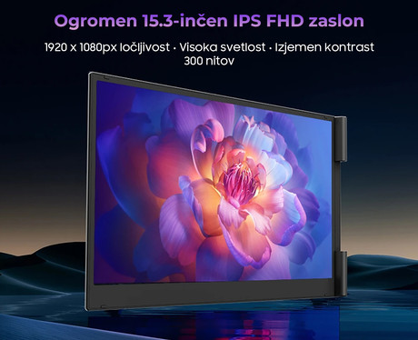 Blackview SCM8 zaslon / monitor za prenosnik, 39cm (15.3"), Full HD, 60Hz, IPS, 300nit, 100% sRGB, HDMI / USB-C, univerzalna združljivost, 180° nastavljiv kot, Quick-Fit montaža, Low Blue Light