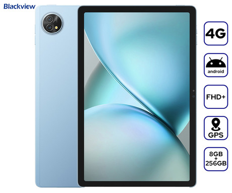 Blackview ZENO 10 tablični računalnik, 11", 3v1 AI, 5G LTE, 8GB+256GB, IPS FHD+, Android, 8800mAh, WIFI 5, Bluetooth, Dual SIM, GPS, QUAD STEREO zvočniki, +ovitek, +dodatki, moder (Ice Blue)