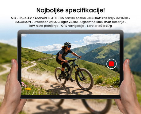 Blackview ZENO 10 tablični računalnik, 11", 3v1 AI, 5G LTE, 8GB+256GB, IPS FHD+, Android, 8800mAh, WIFI 5, Bluetooth, Dual SIM, GPS, QUAD STEREO zvočniki, +ovitek, +dodatki, moder (Ice Blue)