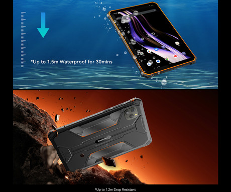 Blackview ACTIVE 5 robusten tablični računalnik, 8.68", 3v1 AI, 4G LTE, 6GB+128GB, IPS HD+, Android, 6600mAh, WIFI 5, Bluetooth, Dual SIM, GPS, stereo zvočniki, +dodatki, črno oranžen (Black Orange)