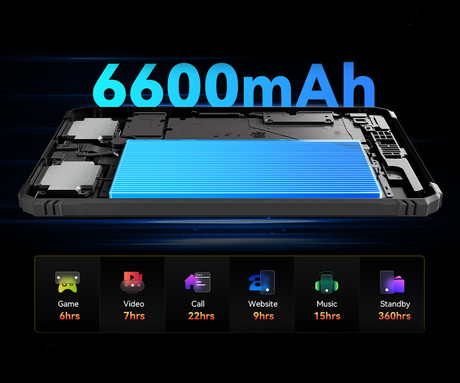Blackview ACTIVE 5 robusten tablični računalnik, 8.68", 3v1 AI, 4G LTE, 6GB+128GB, IPS HD+, Android, 6600mAh, WIFI 5, Bluetooth, Dual SIM, GPS, stereo zvočniki, +dodatki, črn (Onyx Black)
