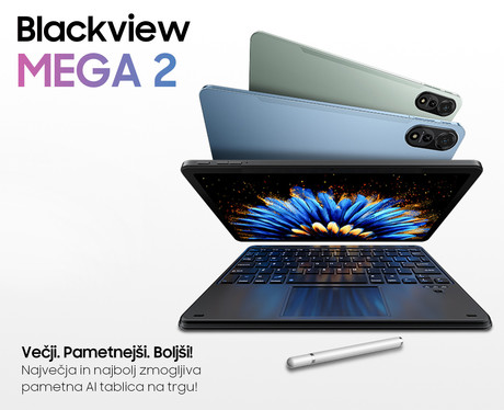 Blackview MEGA 2 tablični računalnik, 12", 4G LTE, 6GB+256GB, IPS 2K, Android, 9000mAh, WIFI 5, Bluetooth, Dual SIM, GPS, AI, stereo zvočniki, +ovitek, +dodatki, moder (Ice Blue)