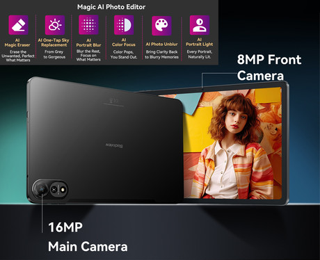 Blackview MEGA 2 tablični računalnik, 12", 4G LTE, 6GB+256GB, IPS 2K, Android, 9000mAh, WIFI 5, Bluetooth, Dual SIM, GPS, AI, stereo zvočniki, +ovitek, +dodatki, zelen (Moss Green)