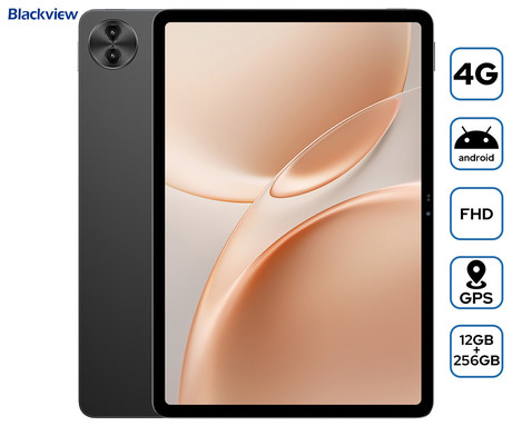 Blackview MEGA 5 tablični računalnik, 12.2", 3v1 AI, 4G LTE, 12GB+256GB, 2.4K IPS, 120Hz, Android, 10000mAh, WIFI 6, BT 5.4, Dual SIM, GPS, DUAL STEREO zvočniki, +pisalo, +dodatki, siv (Space Gray)