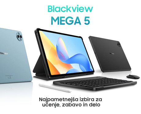 Blackview MEGA 5 tablični računalnik, 12.2", 3v1 AI, 4G LTE, 12GB+256GB, 2.4K IPS, 120Hz, Android, 10000mAh, WIFI 6, BT 5.4, Dual SIM, GPS, DUAL STEREO zvočniki, +pisalo, +dodatki, siv (Space Gray)