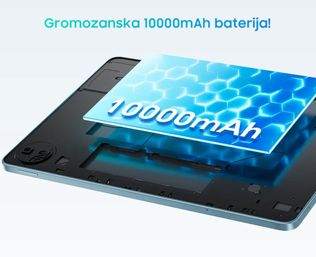 Blackview MEGA 5 tablični računalnik, 12.2", 3v1 AI, 4G LTE, 12GB+256GB, 2.4K IPS, 120Hz, Android, 10000mAh, WIFI 6, BT 5.4, Dual SIM, GPS, DUAL STEREO zvočniki, +pisalo, +dodatki, moder (Ice Blue)
