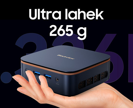 Blackview MP20 namizni mini računalnik, Windows 11 PRO, AMD Ryzen 3 3300U, 16GB RAM, 512GB SSD, WIFI 6, Bluetooth 5.2, Ethernet, 4x USB Type-A, 1x HDMI, 1x DP, 1x minijack, črn