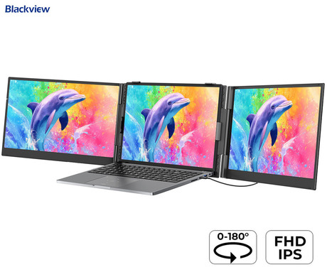 Blackview DCM8 PRO dvojni zaslon / monitor za prenosnik, 39cm (15.3"), Full HD, 60Hz, IPS, 300nit, 100% sRGB, 2x USB-C, univerzalna združljivost, 180° nastavljiv kot, Quick-Fit montaža, Low Blue Light