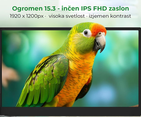 Blackview DCM8 PRO dvojni zaslon / monitor za prenosnik, 39cm (15.3"), Full HD, 60Hz, IPS, 300nit, 100% sRGB, 2x USB-C, univerzalna združljivost, 180° nastavljiv kot, Quick-Fit montaža, Low Blue Light