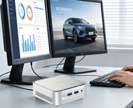 Blackview MP50 namizni mini računalnik, Windows 11 PRO, AMD Ryzen 5 3500U, AMD Radeon Graphics, 16GB RAM, 512GB SSD, WIFI 5, Bluetooth, Ethernet, 4x USB-A, 1x HDMI, 1x DP, minijack, +dodatki, srebrn