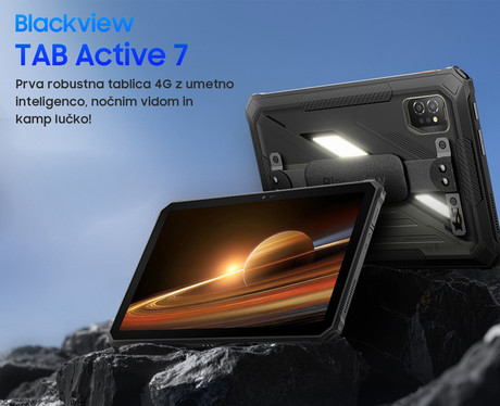 Blackview ACTIVE 7 robusten tablični računalnik, 11", 3v1 AI, 4G LTE, 6GB+128GB, IPS FHD+, Android, 10000mAh, WIFI 5, Bluetooth, Dual SIM, GPS, NFC, stereo zvočniki, +dodatki, črn