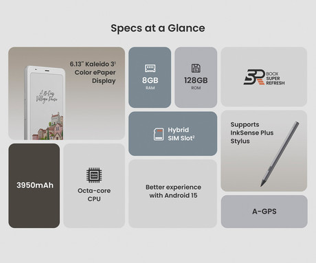 BOOX Palma2 Pro e-bralnik / tablični računalnik, 6.13", barvni zaslon, Android, 8GB+128GB, 4G LTE, WIFI, Bluetooth 5.1, GPS, 3950mAh baterija, USB Type-C, microSD, 16MP kamera, bel