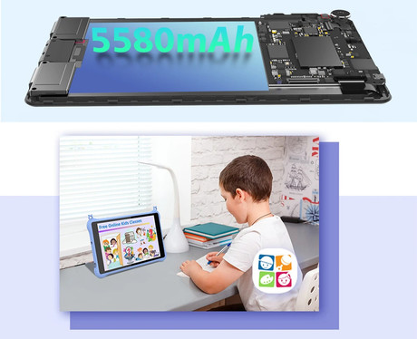 Blackview TAB 50 KIDS tablični računalnik, 8", 3GB+64GB, IPS HD+, Android 13, WIFI 6, Bluetooth, aplikacija iKids, ovitek/stojalo, moder (Bubbly Blue)
