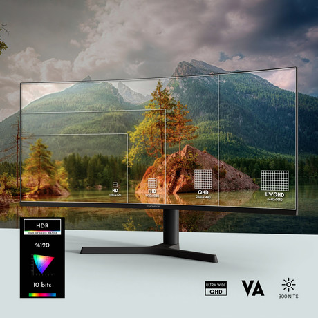 THOMSON M34QG7Y14C gaming monitor, ukrivljen, 86cm (34"), UWQHD, 240Hz, VA, 1ms, 350nit